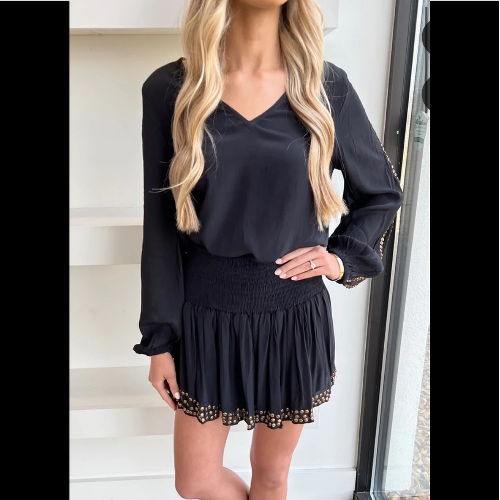 Black studded skirt set